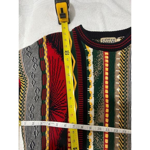 VTG COTTON TRADERS Coogi Style Sweater Mens Large Multicolor 3-D Texture Cotton - Picture 7 of 10